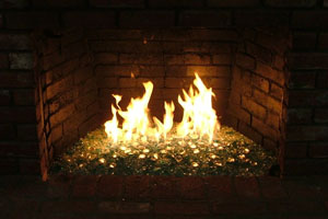burning glass fireplace