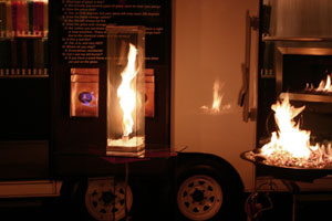 fire in a glass box